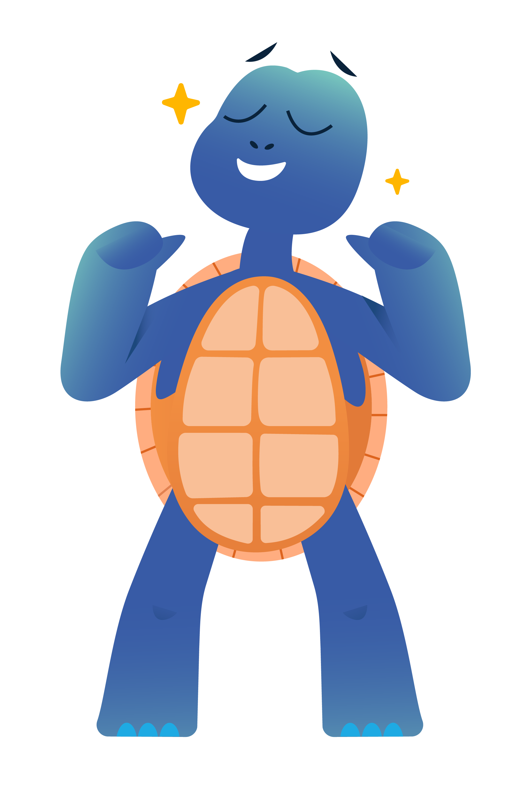 Illustration qui représente la mascotte de Codapagos devant un fond jaune