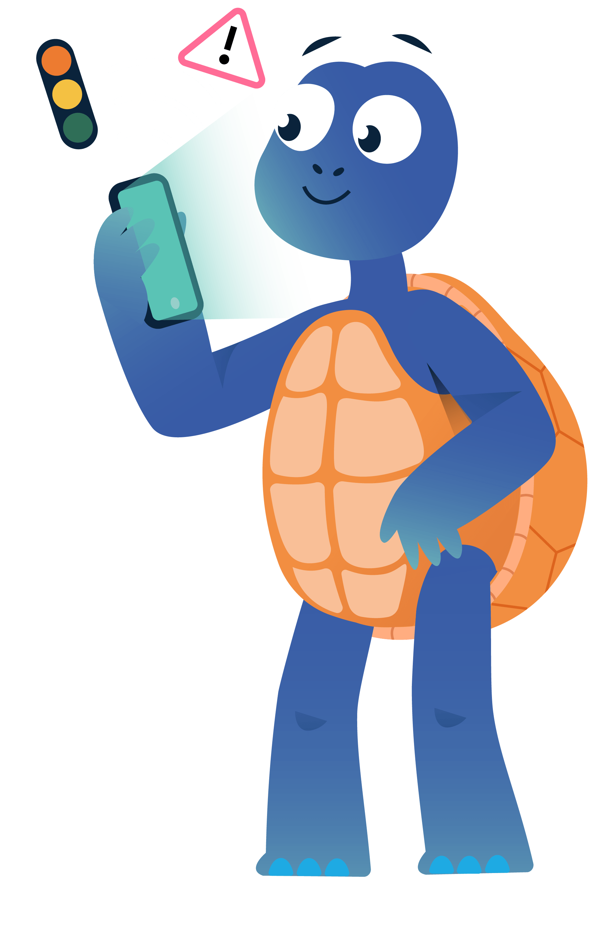 Illustration qui représente la mascotte de Codapagos devant un fond orange pastel