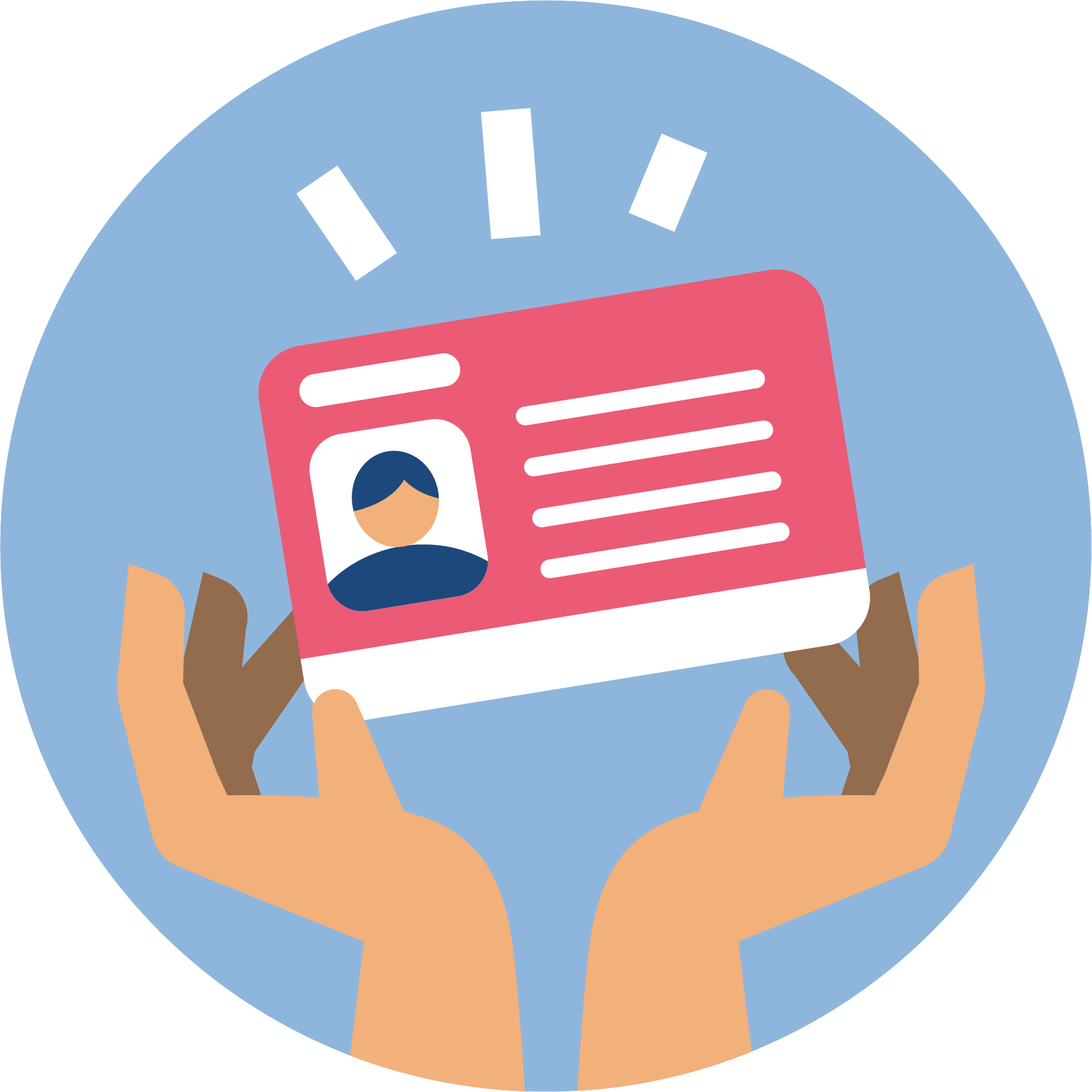 Illustration représentant des mains qui tiennent un permis de conduire